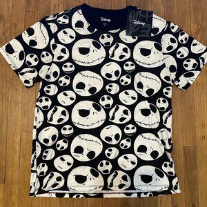 Official Nightmare Before Christmas Jack & Sally Black Graphic T-Shirt Large